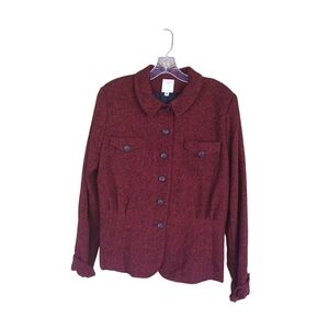 NM Essentials Vintage Marled Red Wool Blazer Size 16